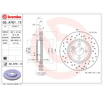 Brzdový kotouč BREMBO 09.A761.1X