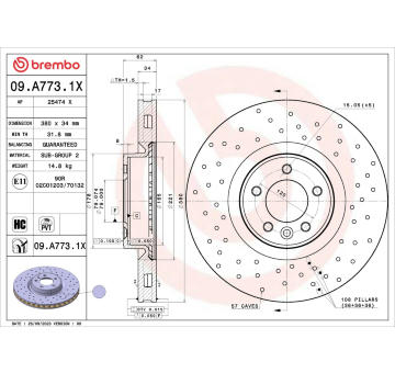 Brzdový kotouč BREMBO 09.A773.1X