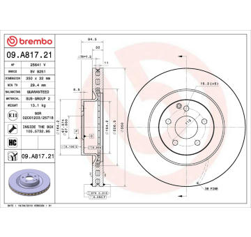 Brzdový kotouč BREMBO 09.A817.21