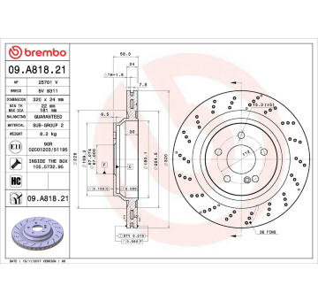 Brzdový kotouč BREMBO 09.A818.21