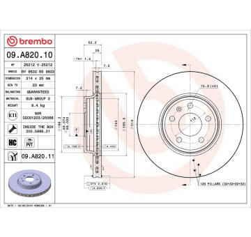 Brzdový kotouč BREMBO 09.A820.10