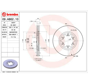 Brzdový kotouč BREMBO 09.A862.10