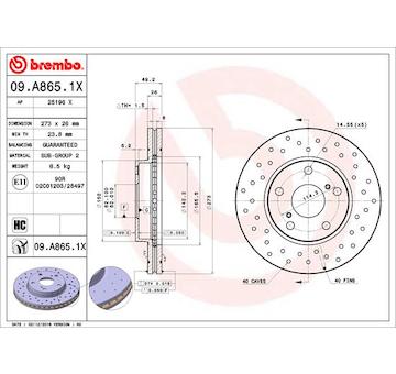 Brzdový kotouč BREMBO 09.A865.1X