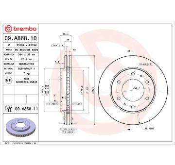 Brzdový kotouč BREMBO 09.A868.10