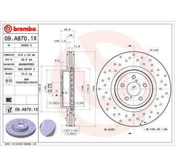 Brzdový kotouč BREMBO 09.A870.1X