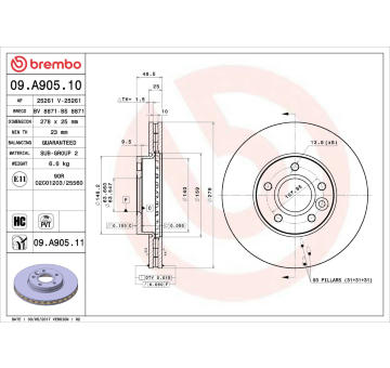 Brzdový kotouč BREMBO 09.A905.11