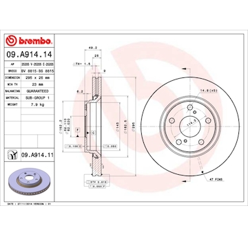 Brzdový kotouč BREMBO 09.A914.11