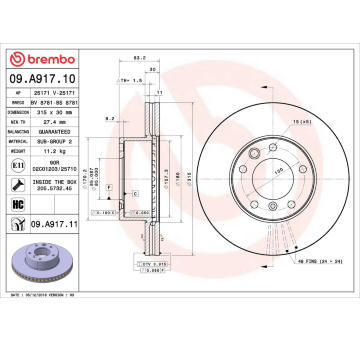 Brzdový kotouč BREMBO 09.A917.11