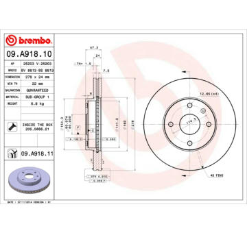 Brzdový kotouč BREMBO 09.A918.10