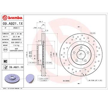 Brzdový kotouč BREMBO 09.A921.1X