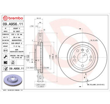 Brzdový kotouč BREMBO 09.A956.11