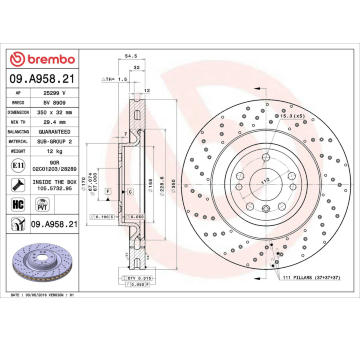 Brzdový kotouč BREMBO 09.A958.21