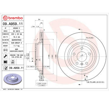 Brzdový kotouč BREMBO 09.A959.11