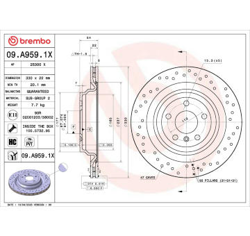 Brzdový kotúč BREMBO 09.A959.1X