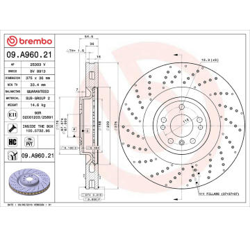 Brzdový kotouč BREMBO 09.A960.21