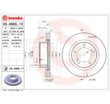 Brzdový kotouč BREMBO 09.A966.11