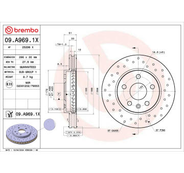 Brzdový kotouč BREMBO 09.A969.1X