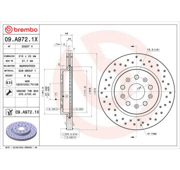 Brzdový kotouč BREMBO 09.A972.1X