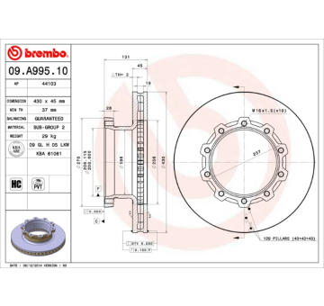 Brzdový kotouč BREMBO 09.A995.10