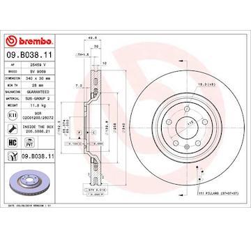 Brzdový kotouč BREMBO 09.B038.11