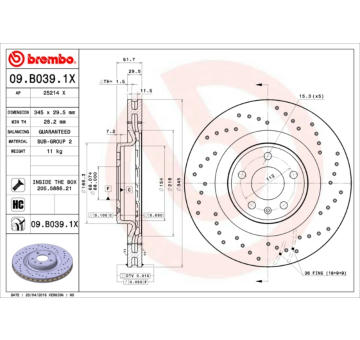 Brzdový kotouč BREMBO 09.B039.1X