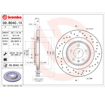 Brzdový kotúč BREMBO 09.B040.1X