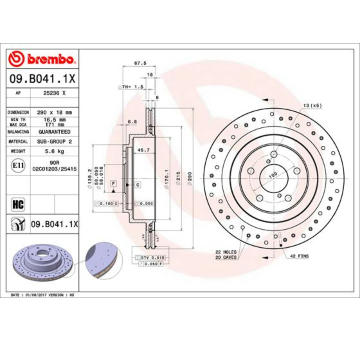 Brzdový kotouč BREMBO 09.B041.1X