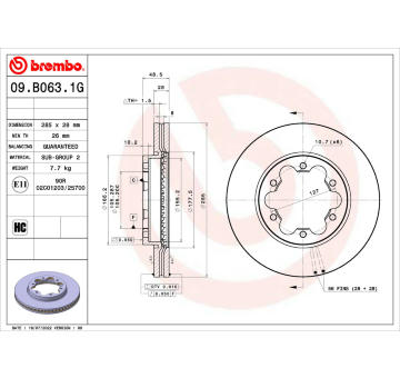 Brzdový kotouč BREMBO 09.B063.1G