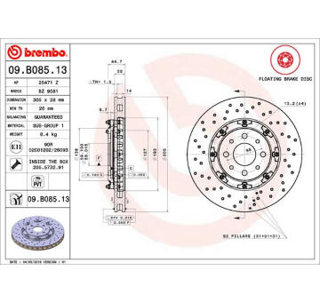 Brzdový kotouč BREMBO 09.B085.13