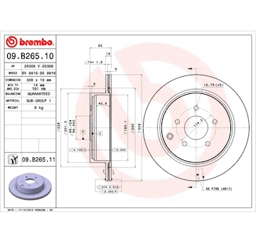 Brzdový kotouč BREMBO 09.B265.11