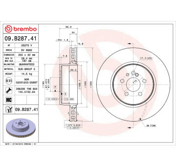 Brzdový kotouč BREMBO 09.B287.41