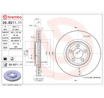 Brzdový kotouč BREMBO 09.B311.11