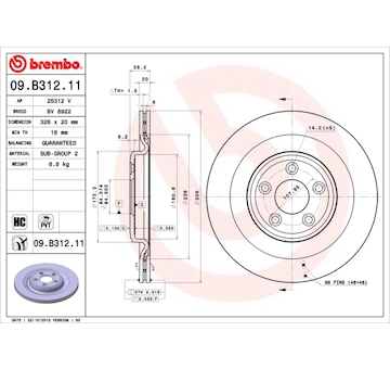 Brzdový kotouč BREMBO 09.B312.11