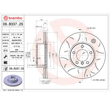 Brzdový kotúč BREMBO 09.B337.2S