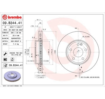 Brzdový kotouč BREMBO 09.B344.41