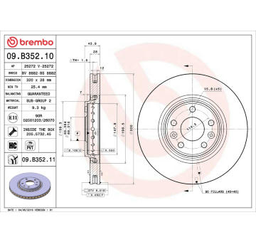 Brzdový kotouč BREMBO 09.B352.10