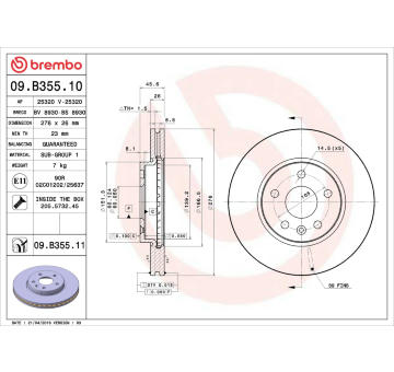 Brzdový kotouč BREMBO 09.B355.11