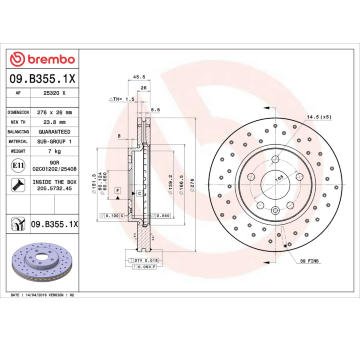 Brzdový kotouč BREMBO 09.B355.1X