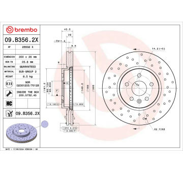 Brzdový kotúč BREMBO 09.B356.2X