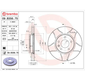 Brzdový kotouč BREMBO 09.B356.75