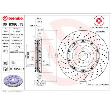 Brzdový kotouč BREMBO 09.B386.13