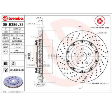 Brzdový kotouč BREMBO 09.B386.33