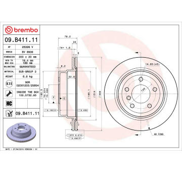 Brzdový kotouč BREMBO 09.B411.11