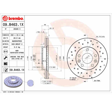 Brzdový kotouč BREMBO 09.B463.1X