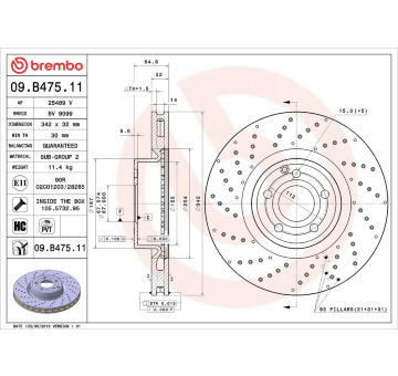 Brzdový kotouč BREMBO 09.B475.11