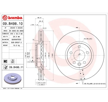 Brzdový kotouč BREMBO 09.B498.10