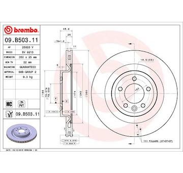 Brzdový kotouč BREMBO 09.B503.11