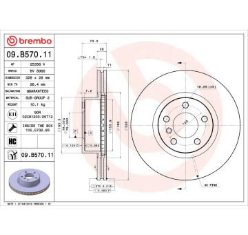 Brzdový kotouč BREMBO 09.B570.11