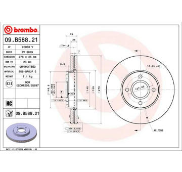 Brzdový kotouč BREMBO 09.B588.21