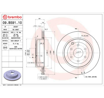 Brzdový kotouč BREMBO 09.B591.10